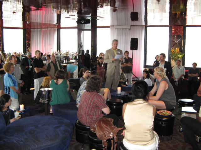 Joe Notovitz addressing the Art & Design 35th Reunion