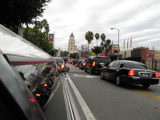 The limo line up to the Red Carpet.