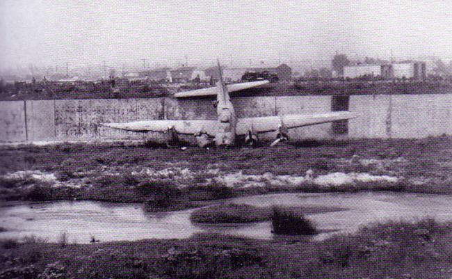 B-17 in the LA RIVER  CIRCA 1942.