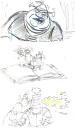 Early storysketches for SHREK. copyright 1996 Dreamworks,SKG.